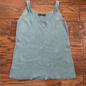 Peruvian Connection 100% Pima cotton blue green sea foam knit tank M